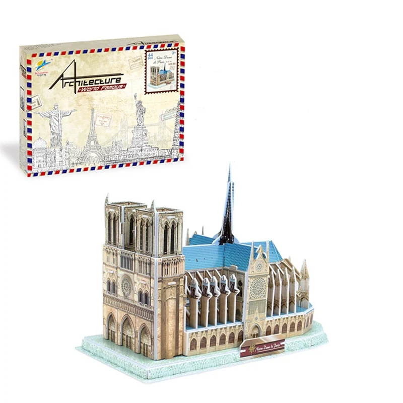 

1pc 3D Puzzle Toy Mini Version Notre Dame De Paris 3D Paper Model Jigsaw Game Educational Diy Toys Kids Birthday Gift