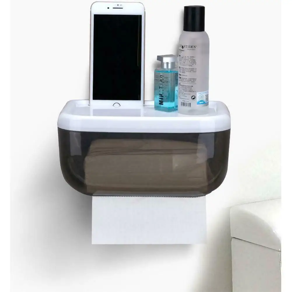 Черный 3Colors Toilet Paper Roll Holder Bathroom Tissue Box Dispenser Waterproof Easy Install - Цвет: Черный