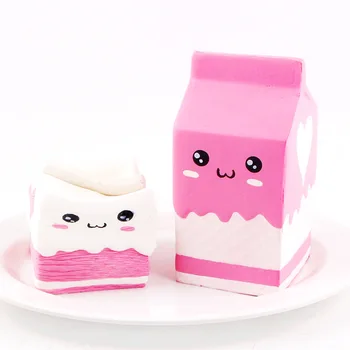 

Cute Smile Milk Box Squeeze Fun Soft Slow Rising Stress Reliever Jumbo Squishes Pu Cute Toys Birthday Gifts