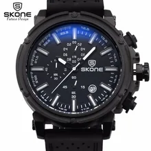 Reloj Hombre 2017 SKONE Mode Chronographe Sport Mens Montres Haut Marque De Luxe Militaire Montre À Quartz Horloge Relogio Masculino