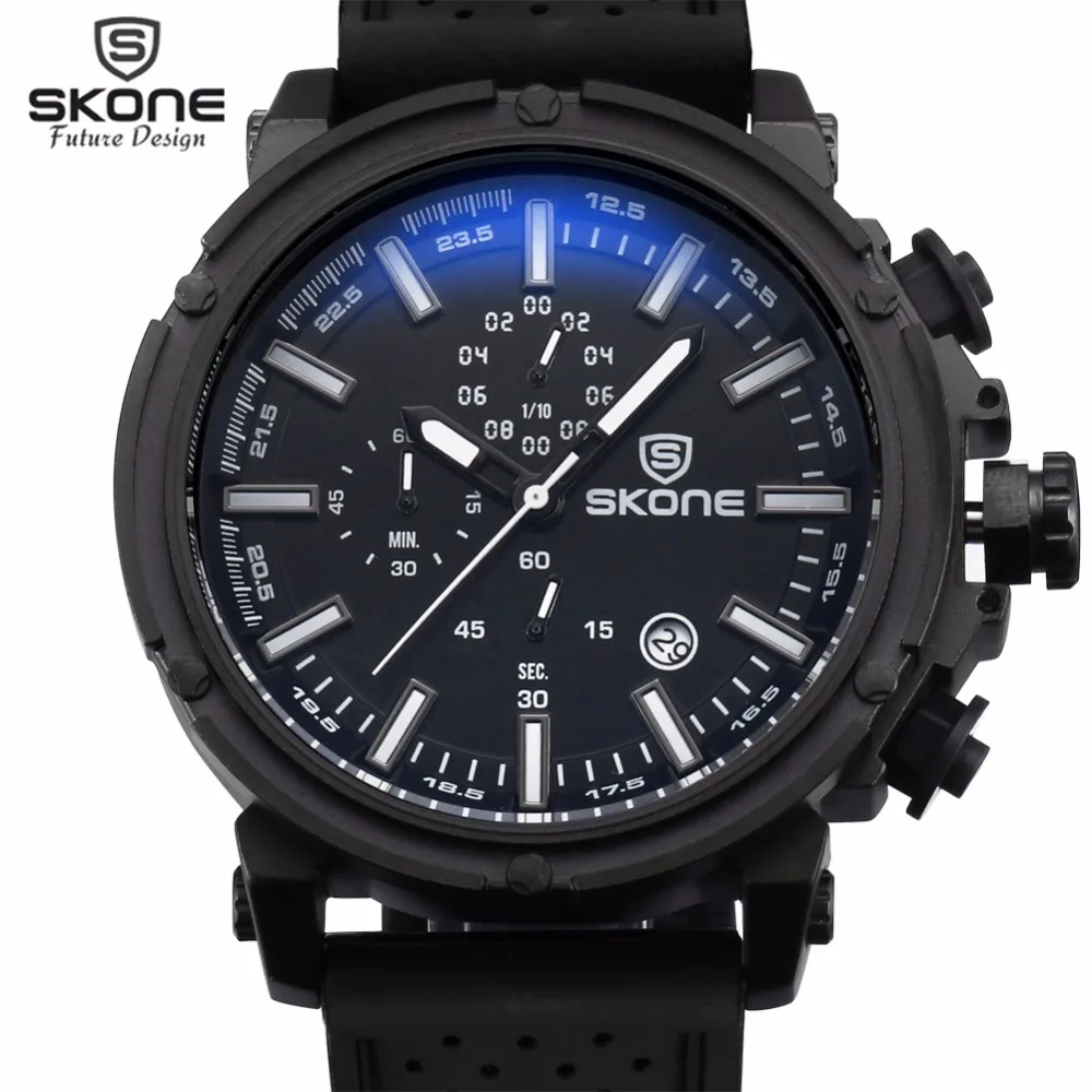 Reloj Hombre 2017 SKONE Мода хронограф спортивные мужские часы лучший бренд класса люкс