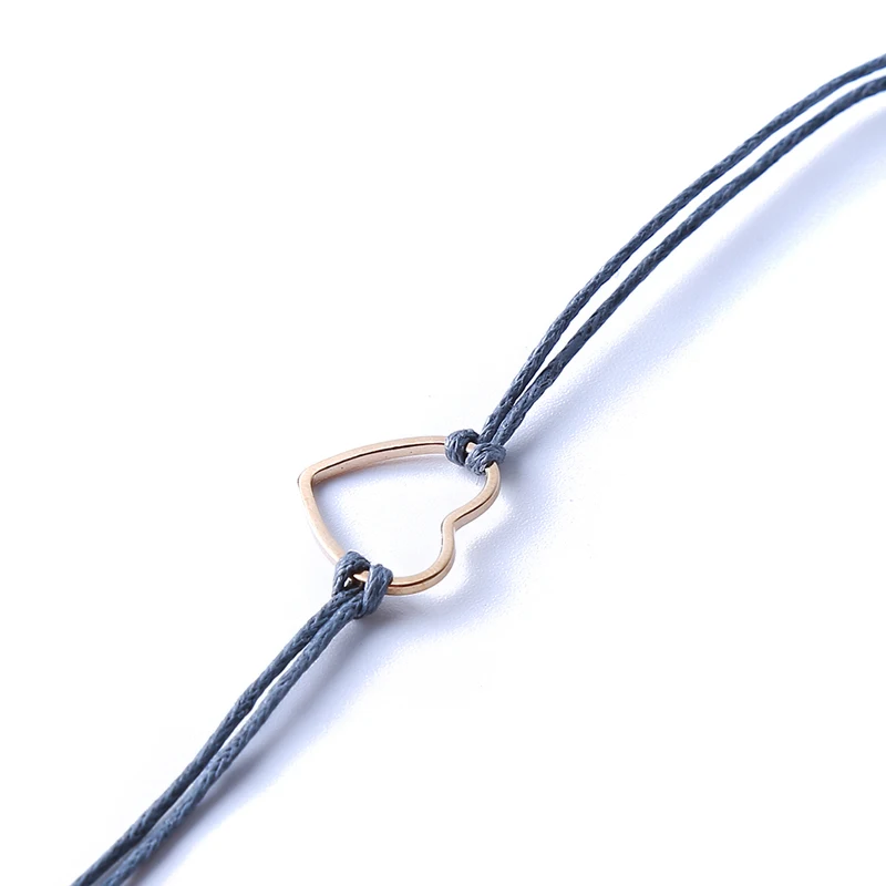 2Pcs/set Charm Braided Rope Pearl Heart Bangle Bracelet Elegant Hollow