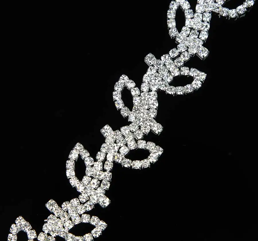 5Yards Rhinestone Chain Sew-On Crystals Golden Silver Base Rhinestones Trim DIY Decor Accessories
