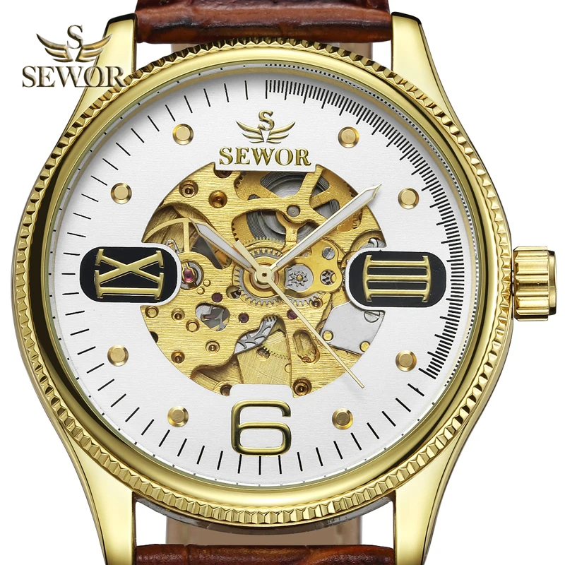 

HOT !!SEWOR Mens 2019 Luxury Brand New Hollow Mechanical Automatic Watch Men Sport Watch relogio masculino gift C353