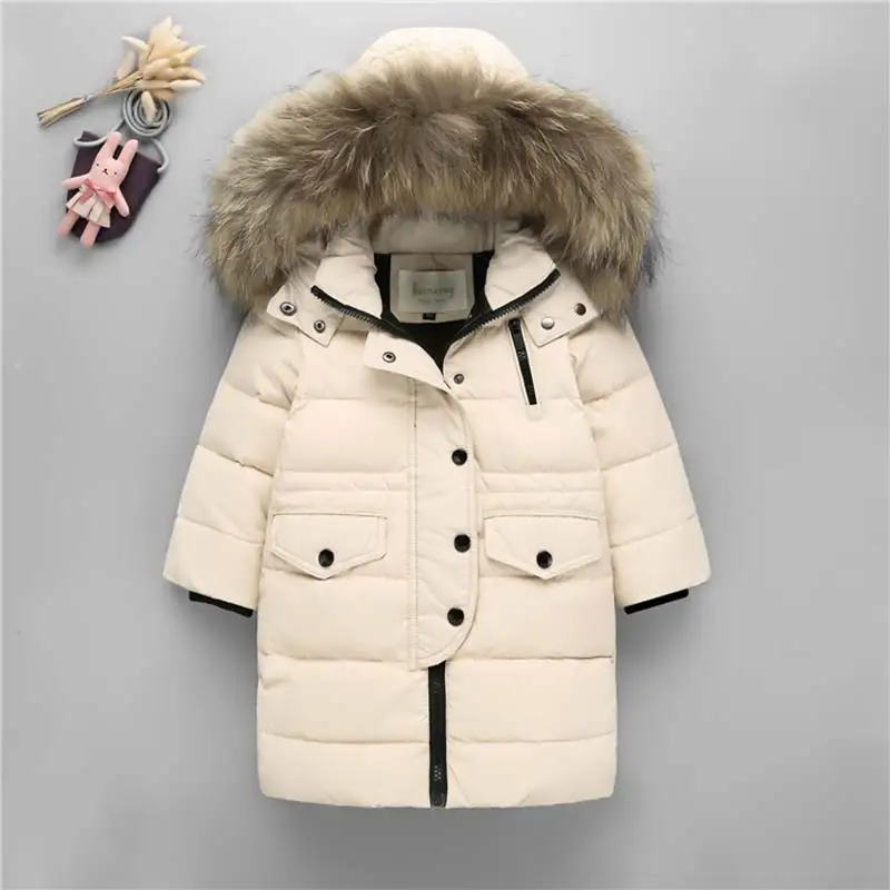 New baby girls Winter Coat Hooded Natural fur collar Children Down Jacket Baby Boy Winter Jacket Boys Kids Warm Outerwear coats