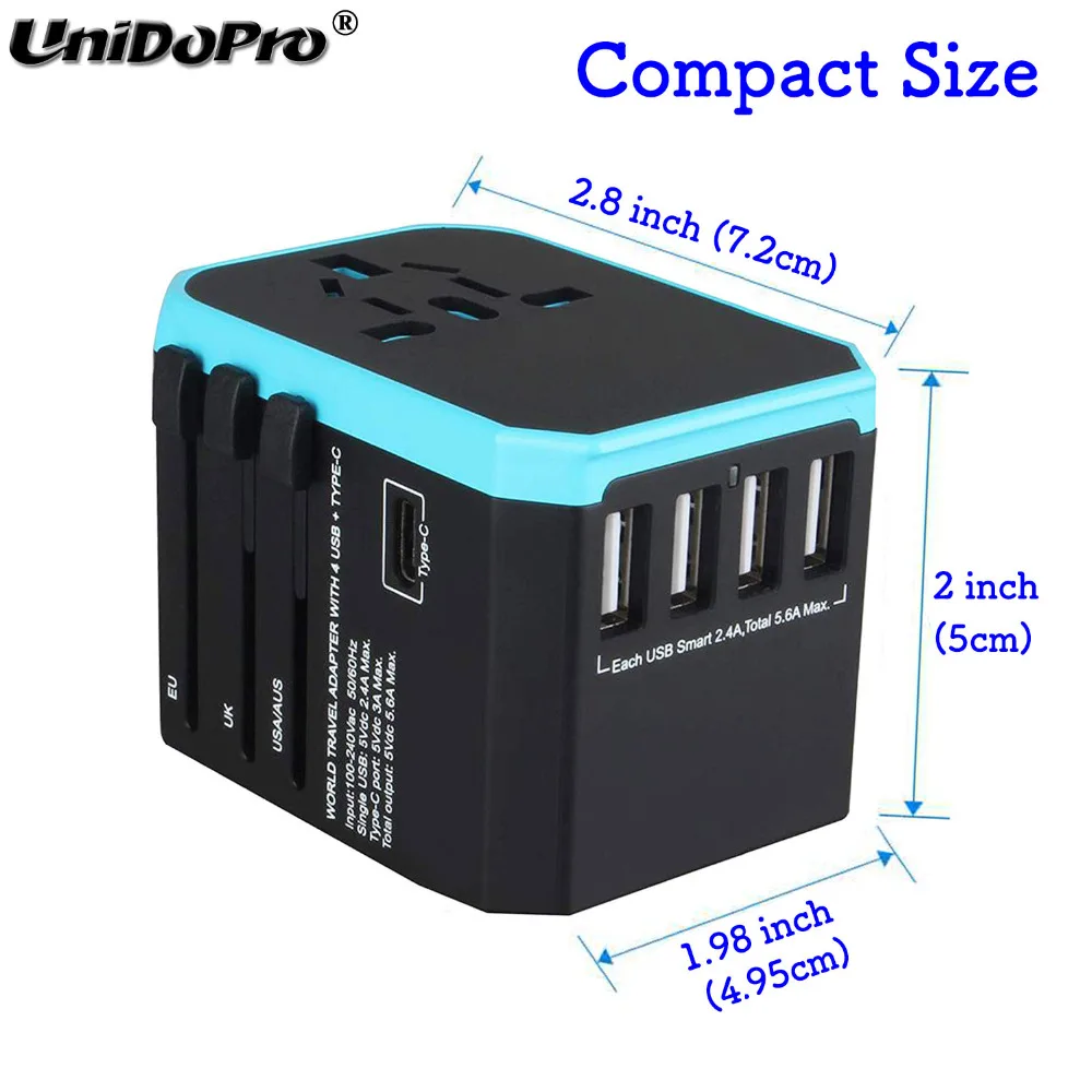 conversor de energia viagem 4x usb 1xtype c carregador para ipad iphone