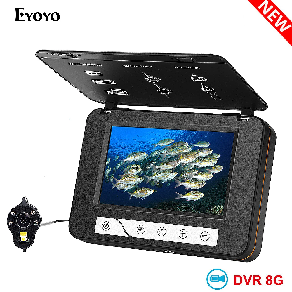 

EYOYO Waterproof IP68 DVR Fish Finder 5"LCD Monitor Video Camera 1000TVL Underwater Ice Fishing ecoscandaglio camera peche