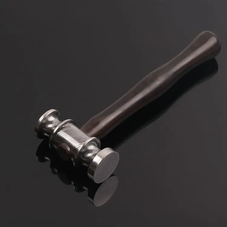 Handmade Damascus mini Hammer Ebony wood handle Leather Craft Tools Hammer 3
