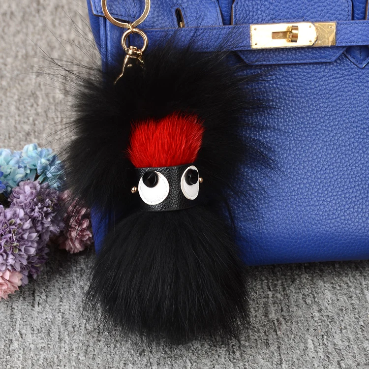 Trendy anime keychain acrylic evil eye keychain blanks charm women bag genuine fur keychain for luxury key chains gift for men