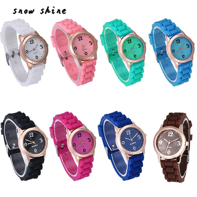 snowshine 10 Unisex Silicone Causal Quartz Analog Wrist font b Watch b font free shipping