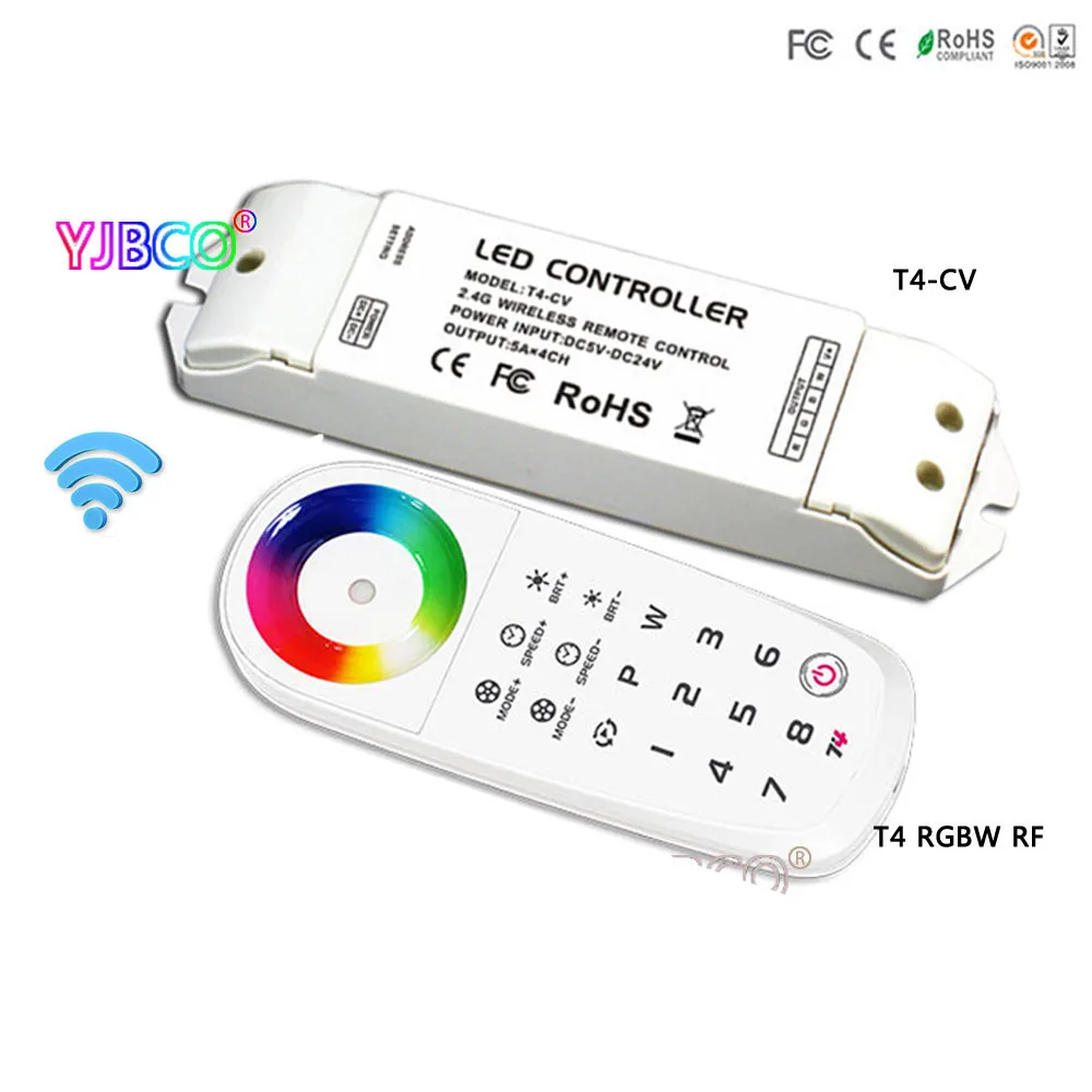 

T4 2.4G 8 Zone Wireless Sync/zone LED RGBW Remote Controller ;T4-CV receiver for 5050 SMD RGBW led strip light