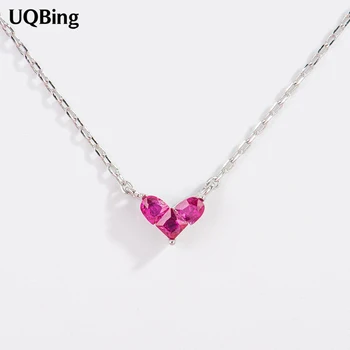 

925 Sterling Silver Link Chain Choker Necklaces Crystal Heart Necklaces & Pendants Jewelry Collar Colar