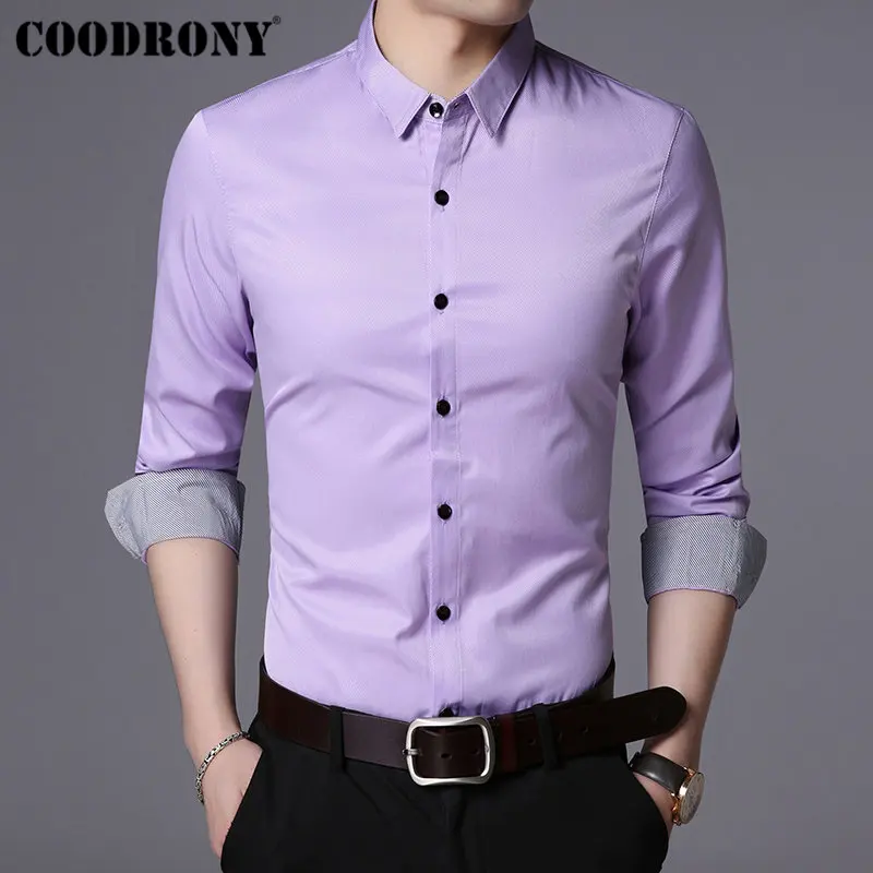 COODRONY, брендовая мужская рубашка, мягкий хлопок, Camisa Masculina, осень, Новое поступление, рубашка с длинным рукавом, мужская, деловая, повседневная, мужские рубашки, 96025