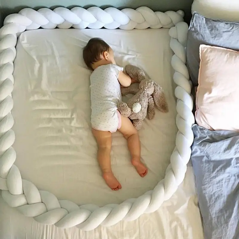Плетеные милые дети защита для кроватки кровать бампер колодки хлопковые повязки с узлом подушки