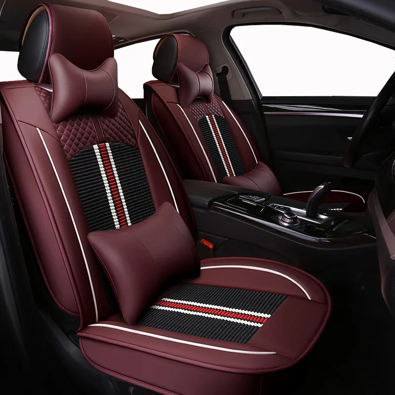 (Front+Rear)Universal leather ice silk auto car seat cover for Peugeot 307 206 308 407 207 406