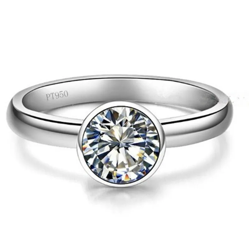 Круглый бриллиант 0.5ct синтетических алмазов обручальное кольцо из натуральной твердой 14-каратного золота кольцо большой Юбилей день подарок для нее
