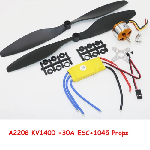 A2212 1000KV 2200KV A2208 Brushless Outrunner Motor+30A ESC+1045 Propeller(1 pair) Quad-Rotor Set for RC Aircraft Multicopter - Цвет: A2208KV1400 30A 1045