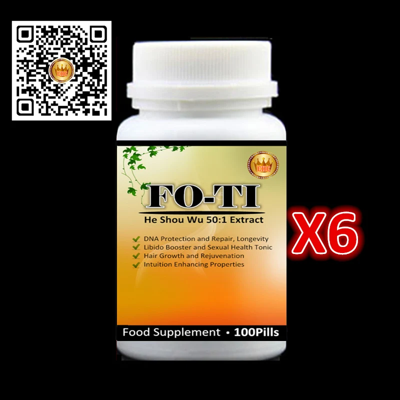 

6 bottle 600pcs, FO-TI Root Extract He shou Wu 50:1 Extract. For Hair Care(Growth,Gray hair nemesis) - free shipping