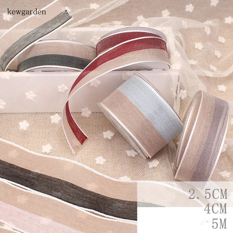 Kewgarden 1 1/2 &quot1&quot два цвета Льняные атласные ленты вручную изготовленная лента DIY
