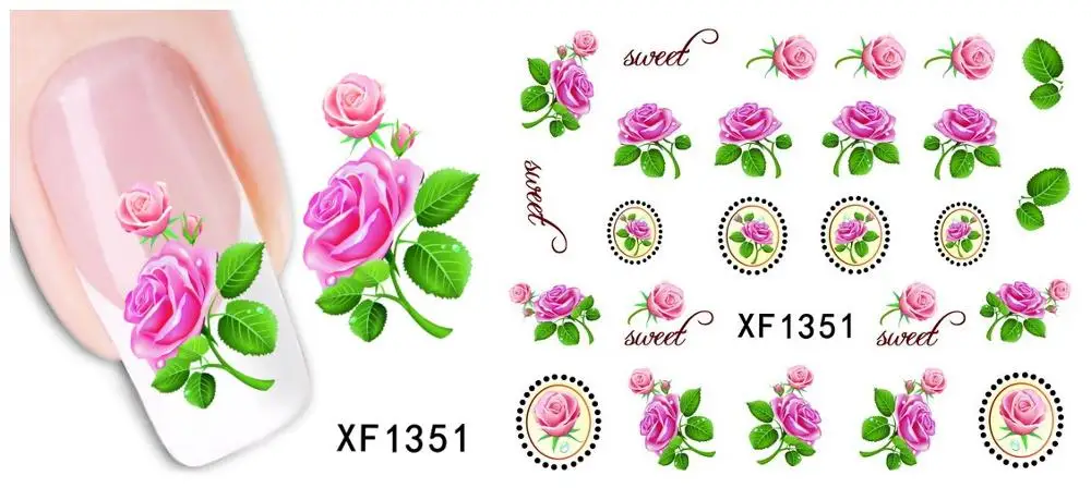 30 стилей! Модный лак для ногтей, Переводные картинки, элегантный дизайн, переводные наклейки для ногтей - Цвет: XF1351