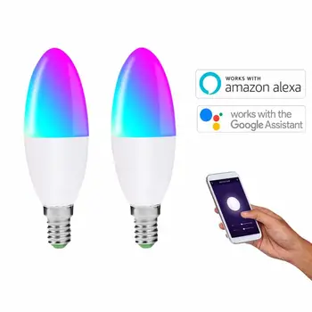

E14 Smart Wifi LED Candle Bulb Light Remote/Voice Control Tuya Smartlife Dimmable Bulb Alexa Echo Google Home IFTTT 2pcs