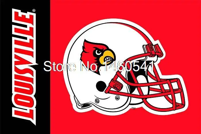 Louisville Cardinals Wordmark Helmet Flag 3ft X 5ft Polyester Banner Flying Size No.4 90*150cm Custom | Дом и сад