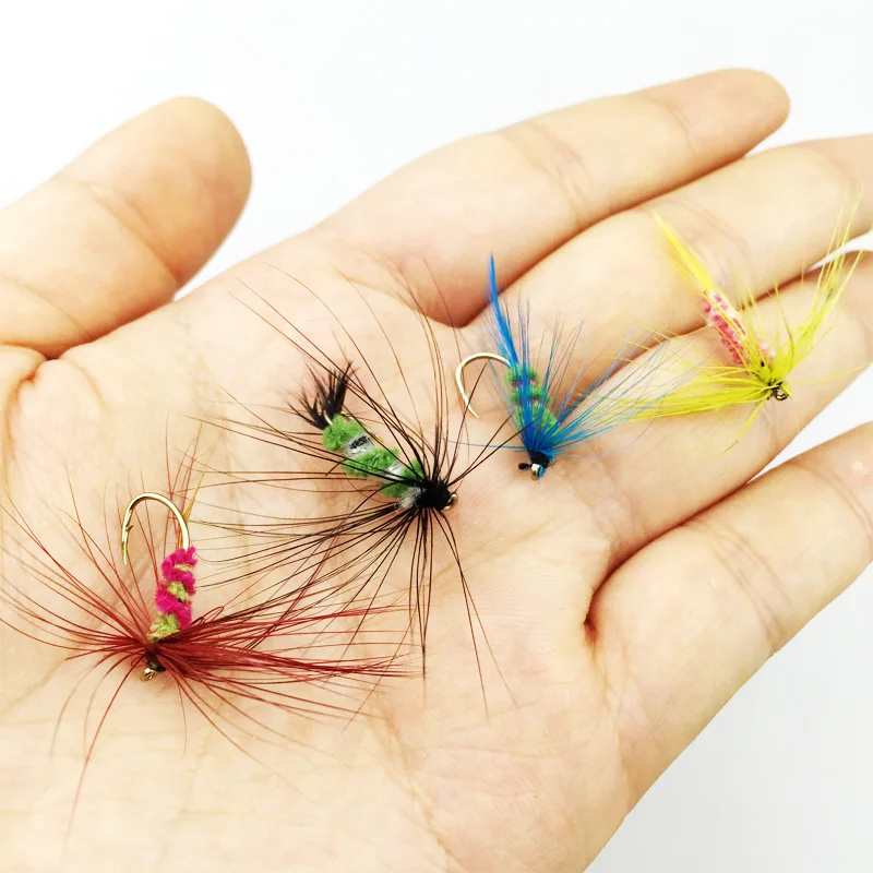 

12Pcs Lot 1 Claw Hook Style fly fish lure Fly Fishing Trout Salmon Flies Fly Tackle Set fishing hooks suft