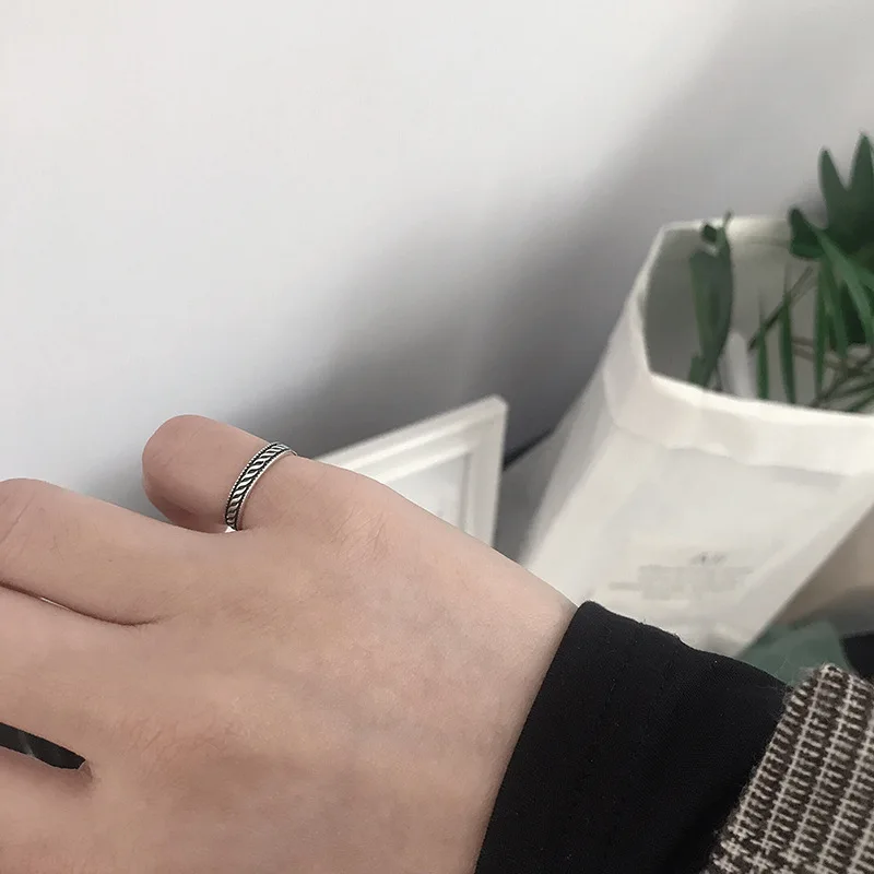 Qevila New Fashion Ring Jewelry 925 Sterling Silver Vintage Little Finger Ring for Women Adjustable Open Wedding Engagement Ring (4)