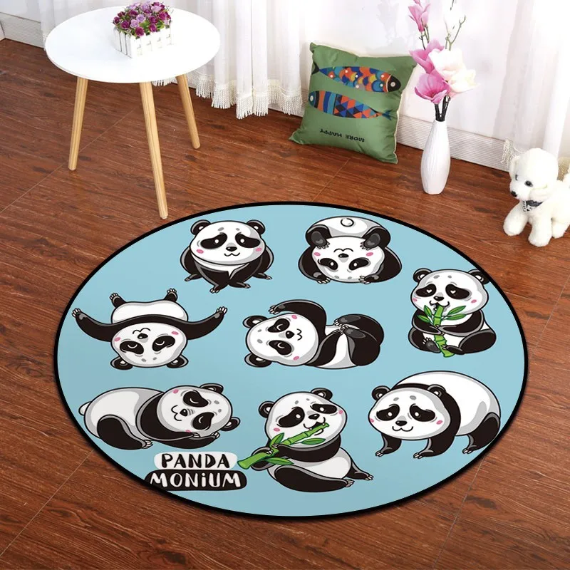 

Round Cartoon Printed Bedroom Carpet Floor Mats Anti-Slip Rugs for Children Room Area Rug Computer Chair Room Mat Home Decor