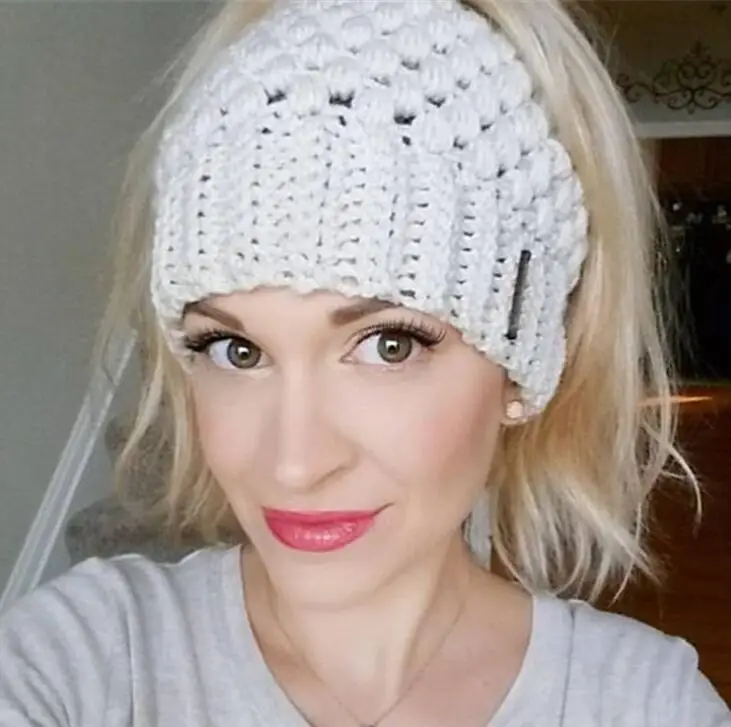 

Ponytail Beanie Winter Hats For Women Crochet Knit Cap Skullies Beanies Warm Caps Female Knitted Stylish Hat Ladies Fashion