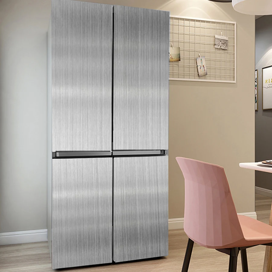 Stainless Steel Metal Texture Vinyl Self Adhesive Wallpaper Kitchen