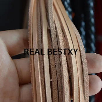 

REAL BESTXY 5m/lot 3*2mm natural genuine cow leather cords leather strips leather straps genuine leather for bracelets making