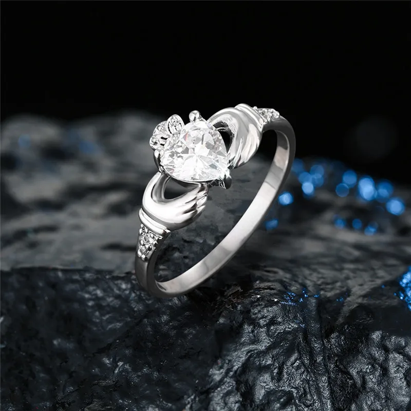 Ranzwal, Женское кольцо Claddagh, корона, любовь, сердце, форма, кубический цирконий, кольцо, свадебные украшения, размер США 6~ 9