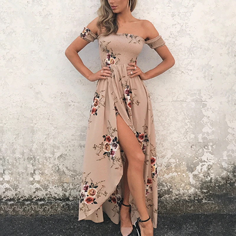 Lily Rosie Girl Off Shoulder Boho Style Women font b Dress b font Summer Beach Sexy