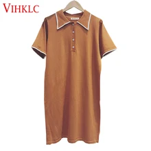 Vihklc летняя модная футболка поло Для женщин Повседневное короткий рукав облегающие футболки поло Mujer женские рубашки-топы рубашки поло из чистого хлопка T419