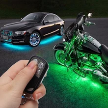 RGB светодиодный Беспроводной удаленного Управление автомобиль мотоцикл свет лампы атмосфера с Smart стоп акцент неоновый Стиль свет комплект