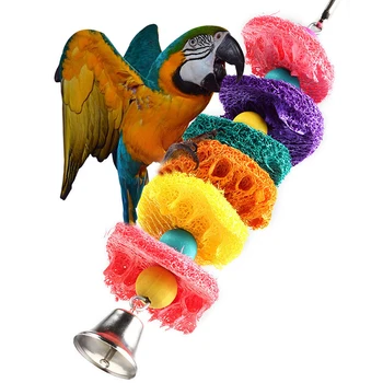 

1pc Colorful Natural Loofah Sponge Parrot Toy Handmade Bite-resistant Toys