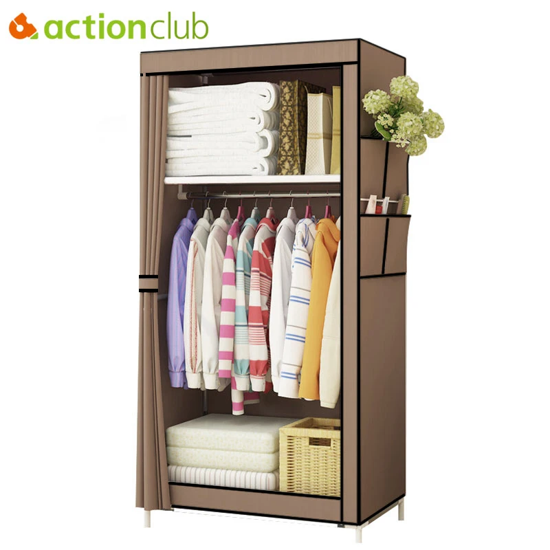 Actionclub الحد الأدنى الحديثة قماش متعدد الاستخدامات خزانة الطفل خزانة للطي الصلب الفردية خزانة أثاث غرفة نوم