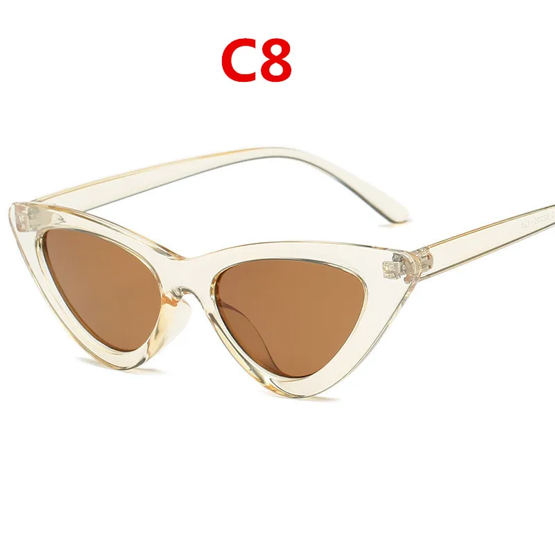 2022 fashion sunglasses woman brand Designer vintage retro triangular cat eye glasses oculos De Sol Transparent ocean uv400 white sunglasses women Sunglasses