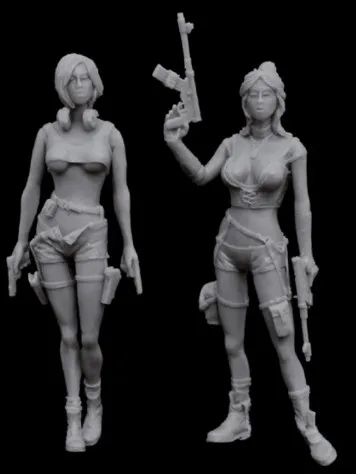 

1/35 scale sexy female hunter 2 people Resin Model Kit figure Free Shipping