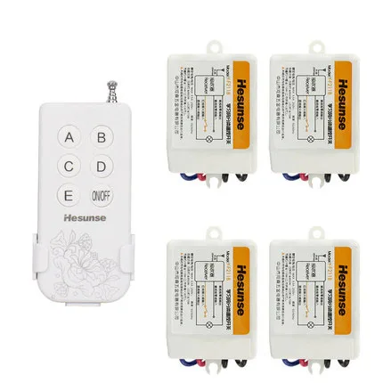 

Y-F211B1N4 Free Shipping 220V 315mhz Four Ways Wireless Digital ON/OFF Remote Control Switch With 4 Receivers