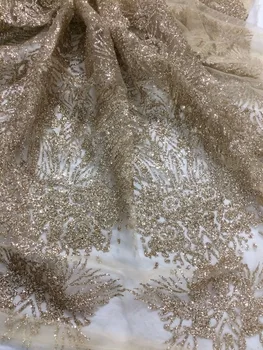 

5yards Z-han1116130 New material mesh tulle hand print glitter lace fabric for wedding dress