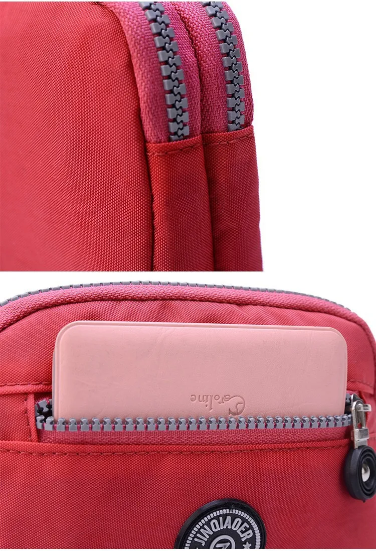 Мини-женские кошельки, многослойная модная сумка-клатч, клатч, кошелек для монет, нейлоновая ткань, двойная молния, сумка для мобильного телефона