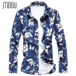MOGU мужские футболки с цветами весенние M-7XL с цветочным принтом с длинными рукавами качественные Брендовые повседневные рубашки больших