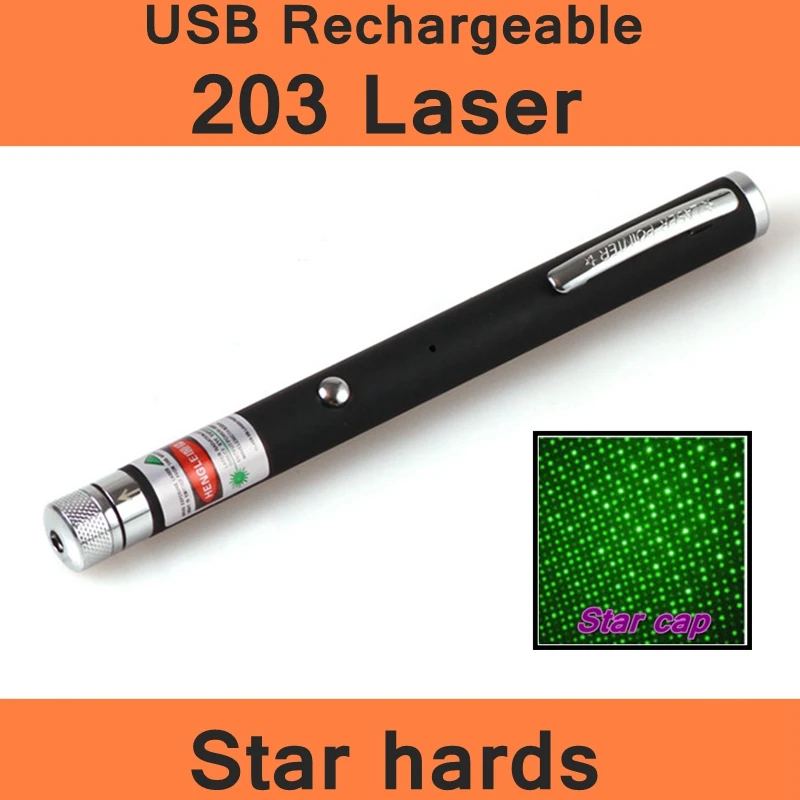 Readstar 203 usb شحن lase القلم ث/ستار نمط 2018 جديد أسلوب قابلة مؤشر الليزر الأحمر والأخضر ليزر 7 ألوان الجسم