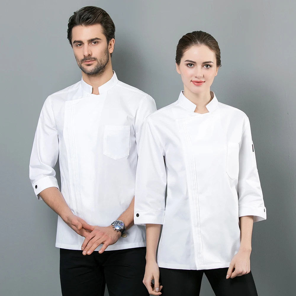 White Куртка шеф-повара с рукавом семь четвертей, классная форма одежды для столовой, кухни, отеля, рабочая одежда для мужчин и женщин, профессиональный костюм суши, Комбинезоны - Цвет: White