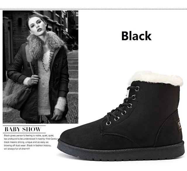 Classic Women Winter Boots Suede Ankle Snow Boots Female Warm Fur Plush Insole High Quality Botas Mujer Lace-Up -