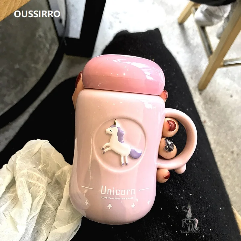 

OUSSIRRO Unicorn Mug 350ml Rainbow Horse Unicorn Mugs Cup Cuteness 3D Unicorn Ceramic Coffee Mug Cute Unicorn Cups
