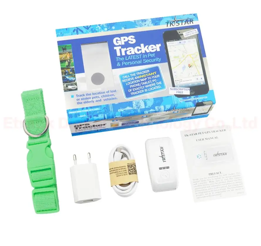 Green with box Мини-любительский трекер с воротником/зарядным устройством TK909 водонепроницаемый Глобальный локатор GPS приемник в режиме реального времени для собаки/кошки бесплатно IOS/Andriod приложение - Цвет: Green with box