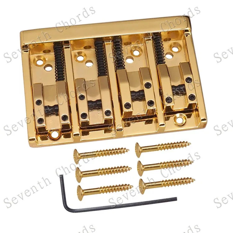 Gold X 1 set Винтажное 4 струнное седло бас мост/верхняя нагрузка или струны через тело 2 цвета на выбор - Цвет: Gold X 1 set